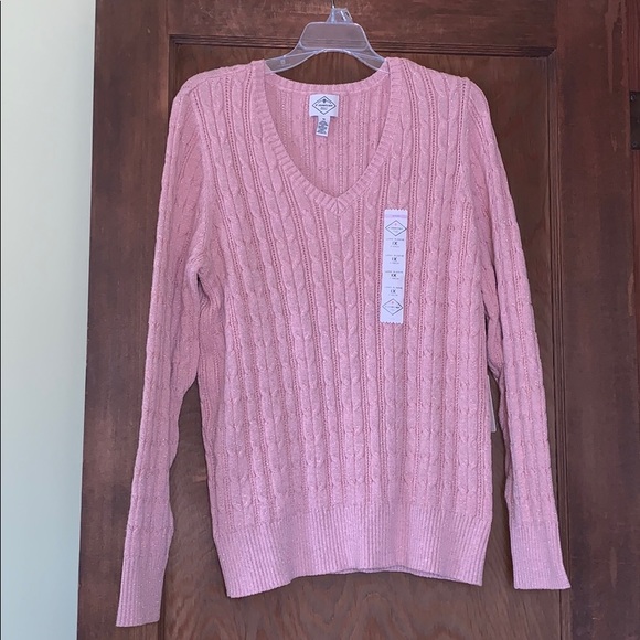 St. John's Bay Sweaters - Nwt sparkling pink cable-knit sweater size 1x